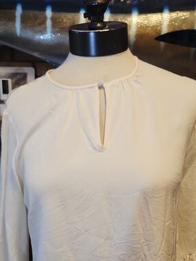 J. Crew Cream Keyhole Long-Sleeve Blouse Butterfly Sleeves 100% Silk Flowy Sz 10